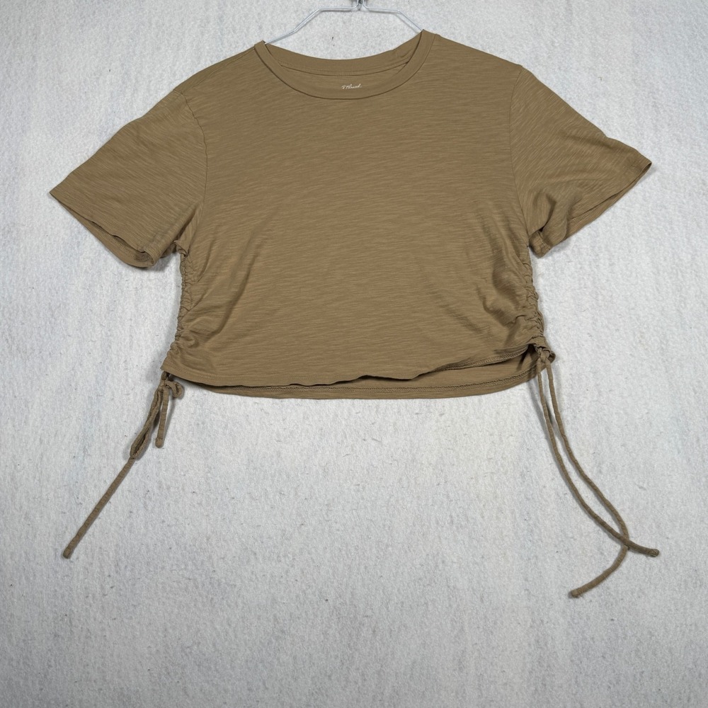 Universal Thread Womens Tan Brown Cinched Side Drawstring Crop Top T-Shirt Med